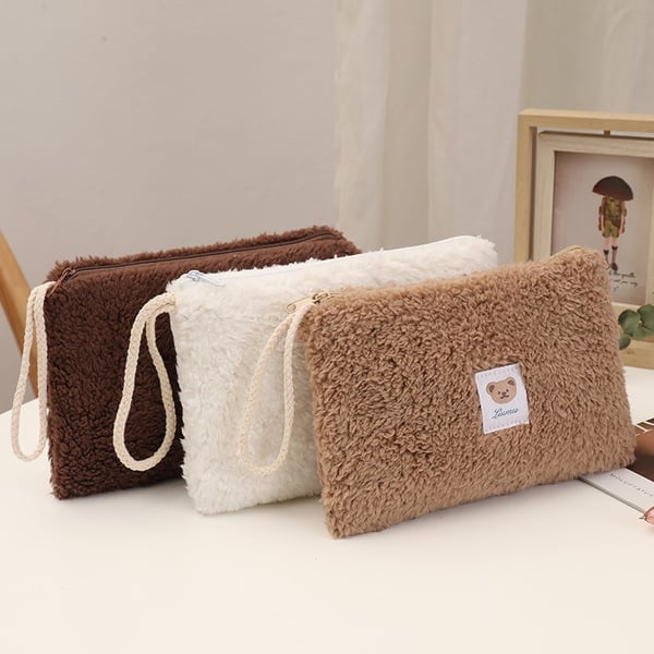 Kosmetikkveske med bamsedesign - Reiseveske for sminke Khaki