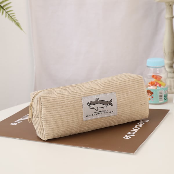 Blyantveske med hai-broderi White