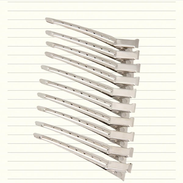 Store metalhårklemmer, hårstylingsklemmer 10-pack