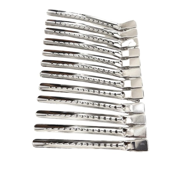 Aluminium Hårklemmer 12-pak Silver L
