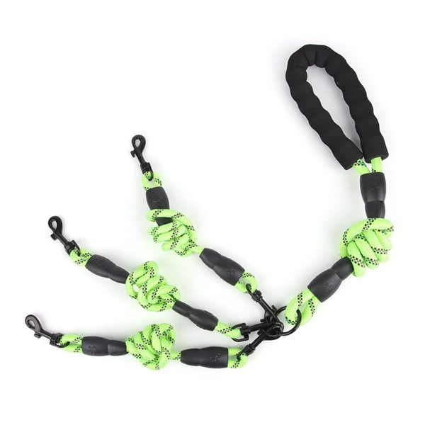 Hundesnor til 3 hunde - til mellemstore og store hunde - håndfri hundeluftning Green