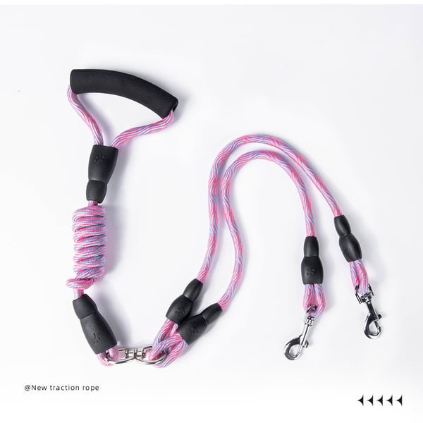 Dobbelt hundeline med 360° rotation, ingen sammenfiltring Rose red