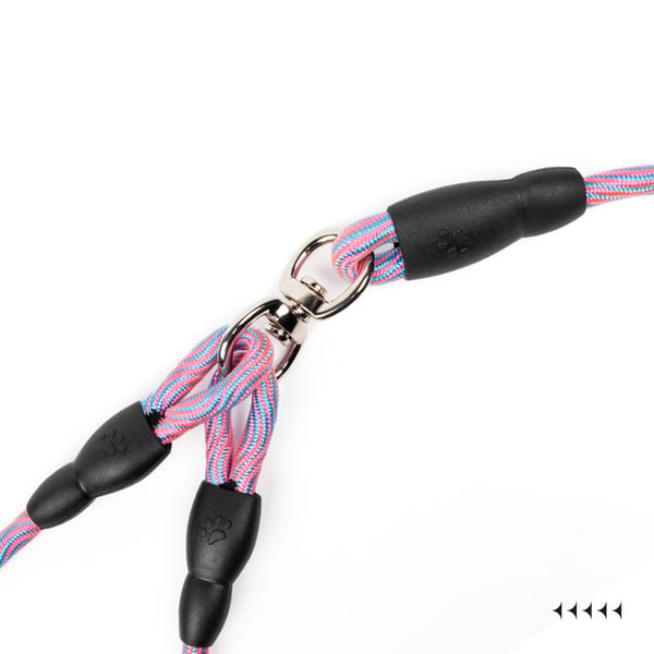 Dobbelt hundeline med 360° rotation, ingen sammenfiltring Rose red
