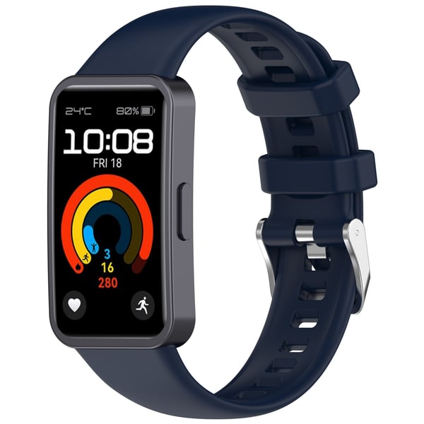 Pehmeä silikoninen ranneke Huawei Band 10/9/8:lle (metallilukolla) Blue