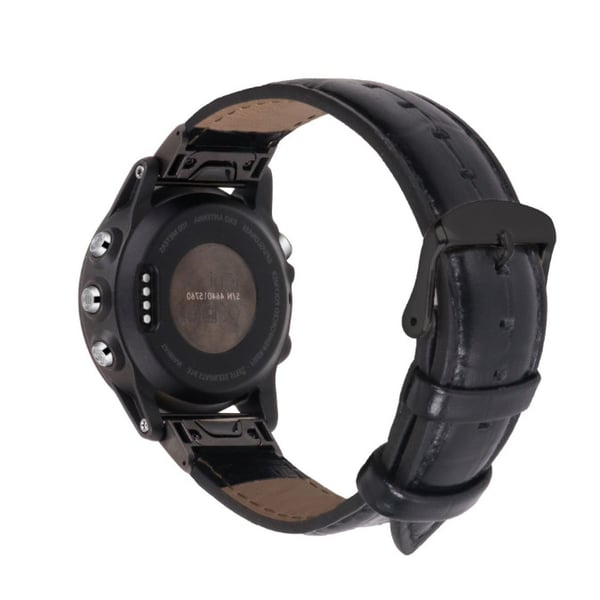 Remme i ekte lær til Garmin Fenix 7X 7S Black 20 mm