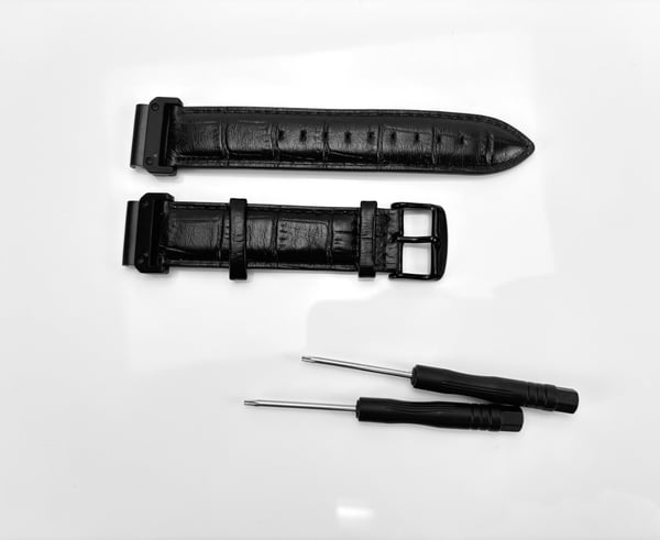 Remme i ekte lær til Garmin Fenix 7X 7S Black 20 mm