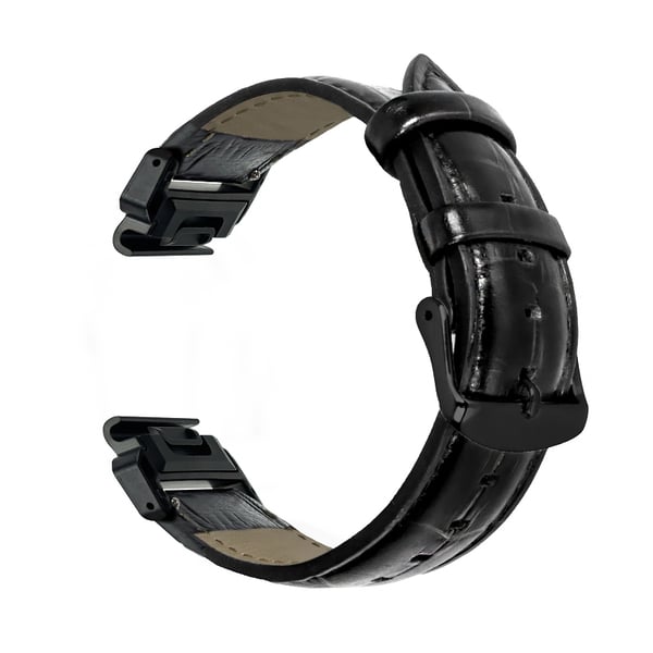 Remme i ekte lær til Garmin Fenix 7X 7S Black 20 mm