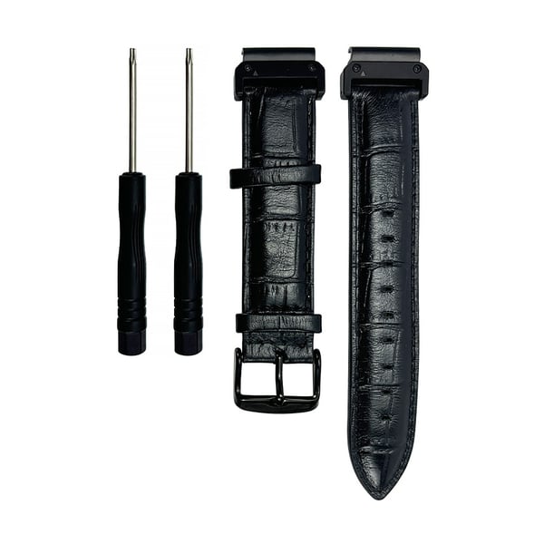 Remme i ekte lær til Garmin Fenix 7X 7S Black 20 mm