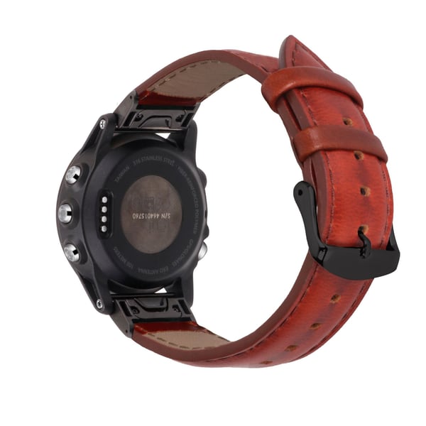 Aito nahkainen kellonhihna Garmin Fenix 7S / 6S / 5S -laitteille - pikairrostus Brown 22 mm