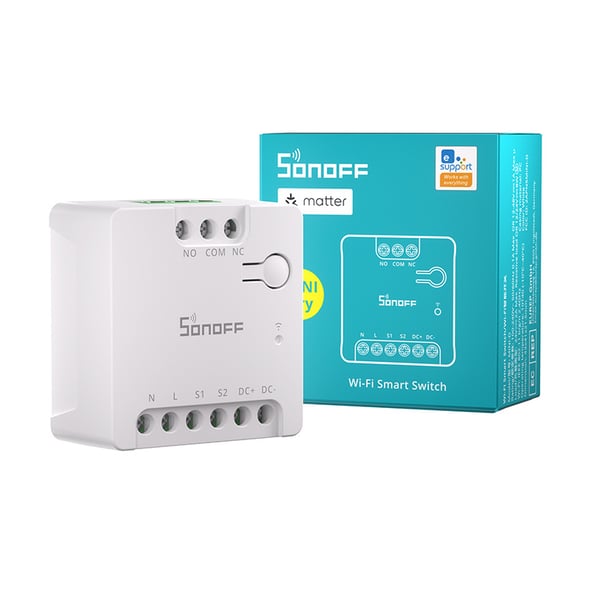 SONOFF MINI-D Smart WiFi Matter Switch (AC/DC 12-48V, tørr kontakt)