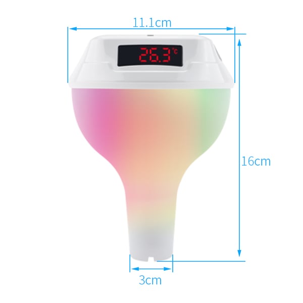 Trådløst flytende bassengtermometer med LED-skjerm Blue