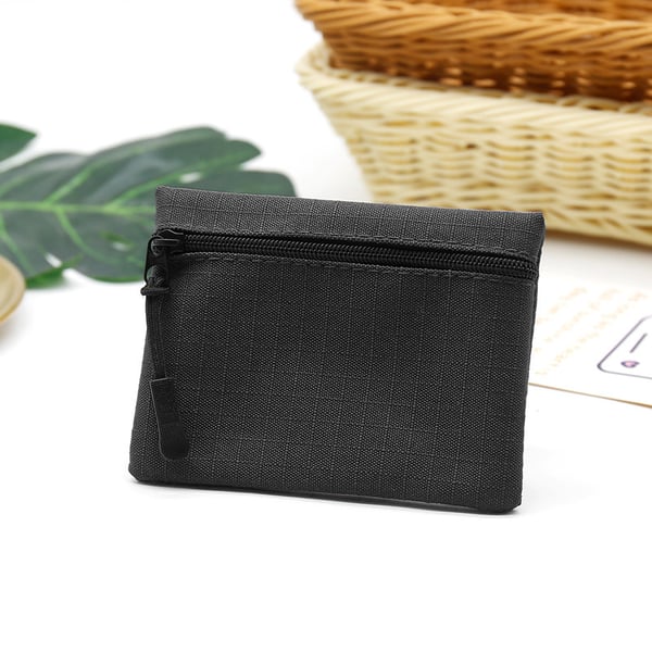 Møntpung i Oxford-stof med lynlås, Slim Wallet Black