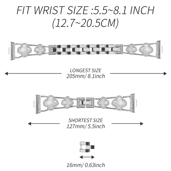 Huawei Fit 3 Clover -ketjuhihna Silver