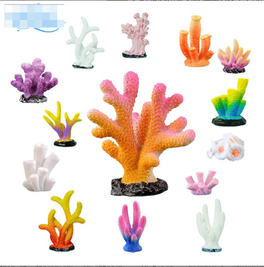 5 deler Mini Korall Ornamentsett for akvariumdekorasjon Model 7