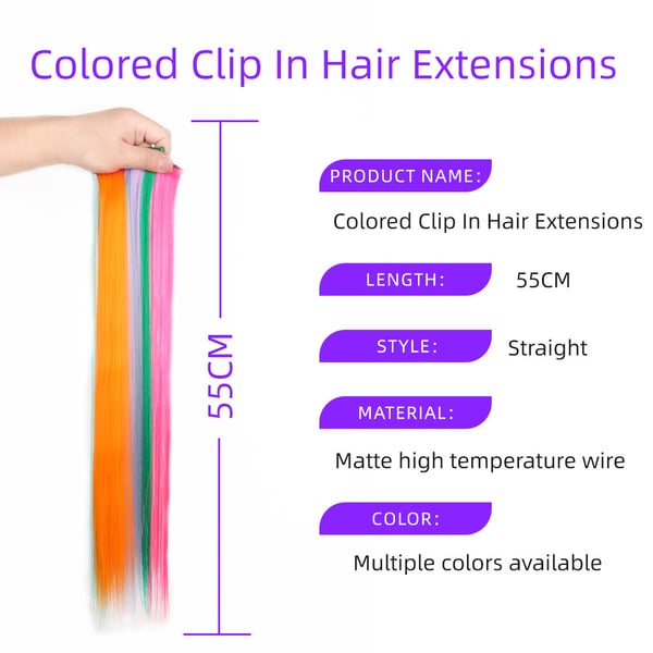 10 stk. Clip in Hair Extensions Black