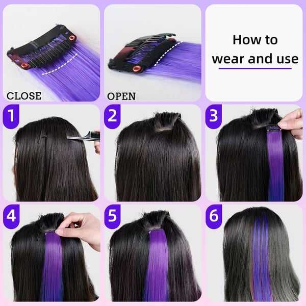 10 stk. Clip in Hair Extensions Black