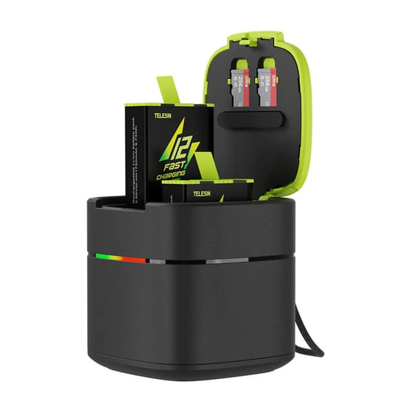 TELESIN Box tokanalslader for GoPro Hero 12/11/10/9 (hurtiglading)