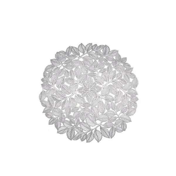 Sæt med 6 Dækkeservietter Elegant Blad Design Silver