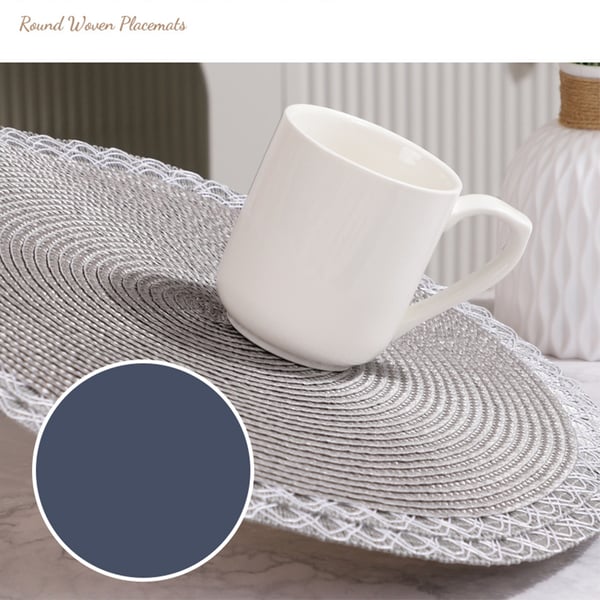 Sett med 8 spisebrikker, PVC-spisebrikker til spisebordet Silver