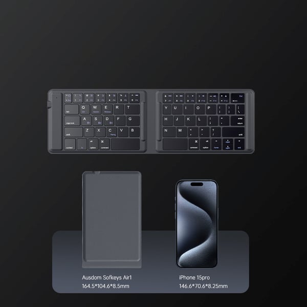 Tri-Fold Läder Bluetooth Tangentbord - Portabelt & Stilrent