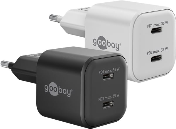 USB-C™ PD GaN dobbel hurtiglader Nano (35 W) svart
