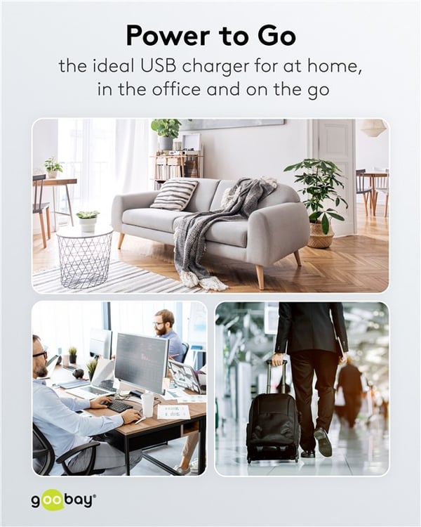 USB-C™ PD GaN dobbel hurtiglader Nano (35 W) svart