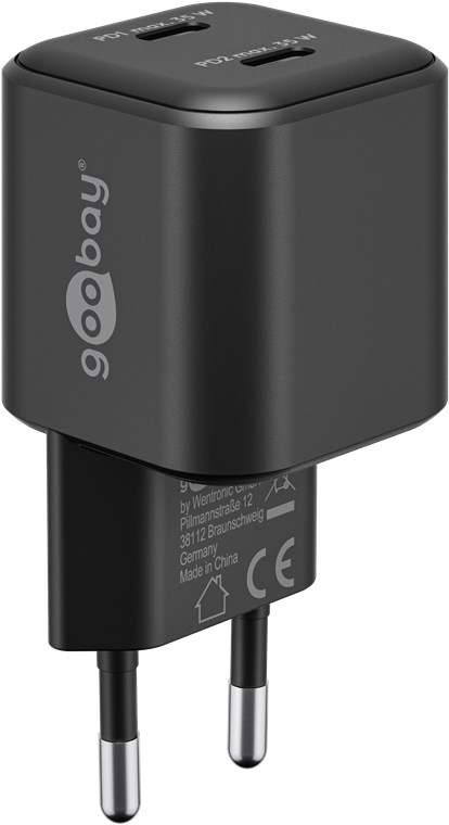 USB-C™ PD GaN dobbel hurtiglader Nano (35 W) svart