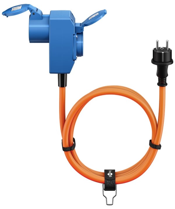 CEE-adapterkabel, stik med jordkontakt til 90° CEE-udtag og udtag med jordkontakt, 1,5 m