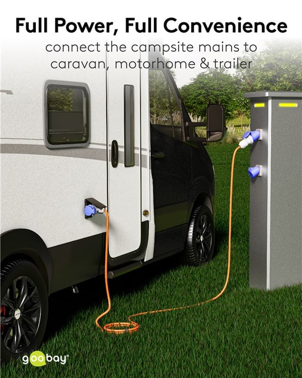 CEE-adapterkabel, CEE-hann til 1x CEE-hunn og 2x uttak med jord, 5 m