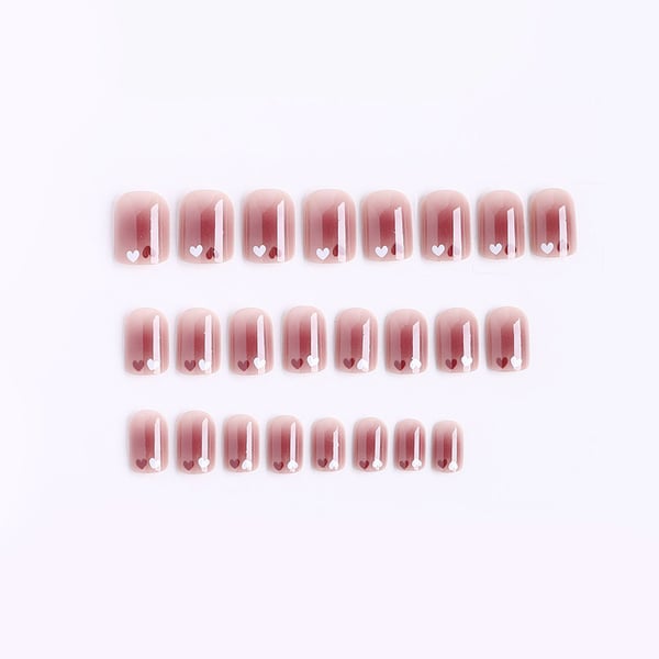Blush Heart Short Nail Patches - Søt & Avtakbar