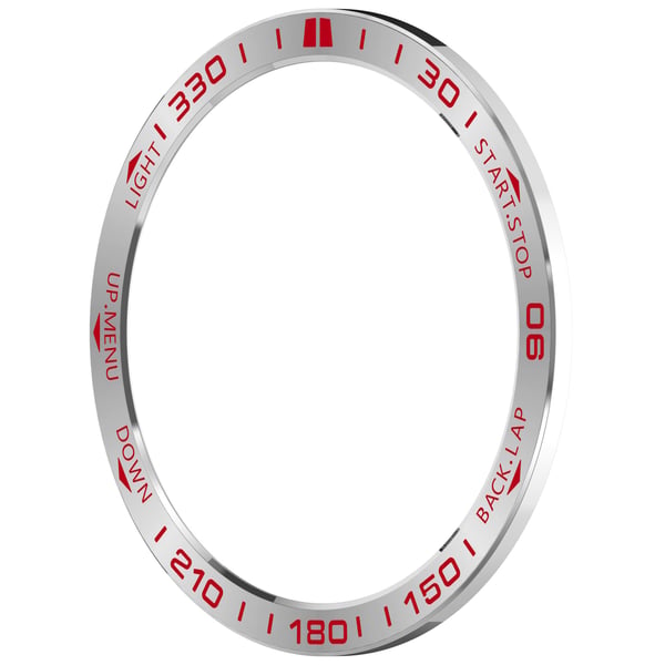 Premium Garmin Tactix 8 51mm AMOLED Bezel - Sølv & Rød Aksent