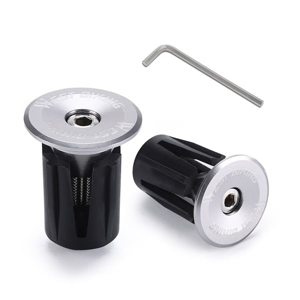 Aluminiumslegering Cykelstyr Endepropper med Skruenøgle Silver