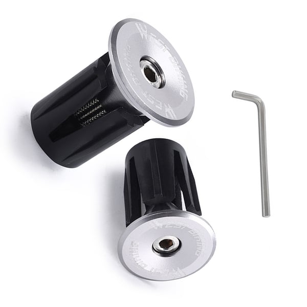 Aluminiumslegering Cykelstyr Endepropper med Skruenøgle Silver