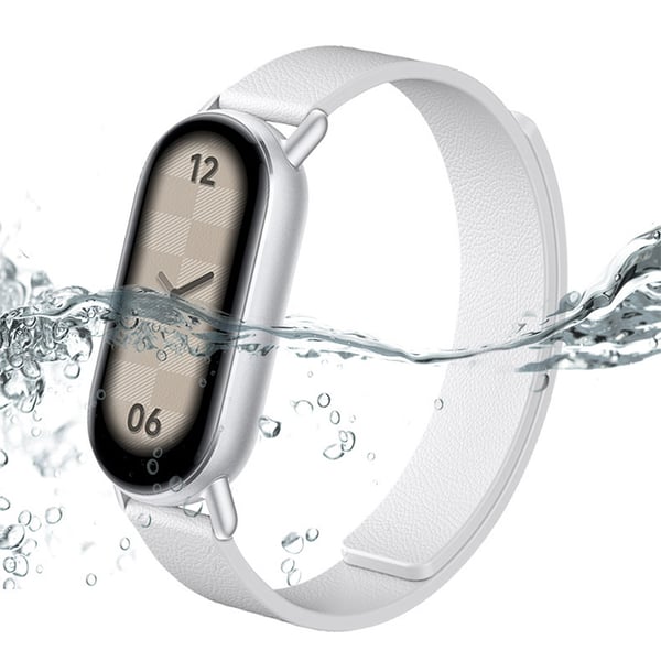 Lærreim for Xiaomi Band 8/9 - Magnetisk White