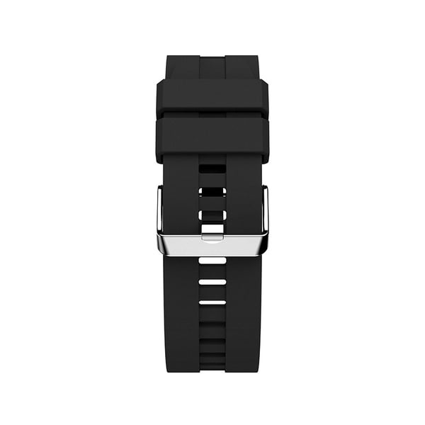 Premium musta silikoninen kellon ranneke - 22mm hopeinen solki