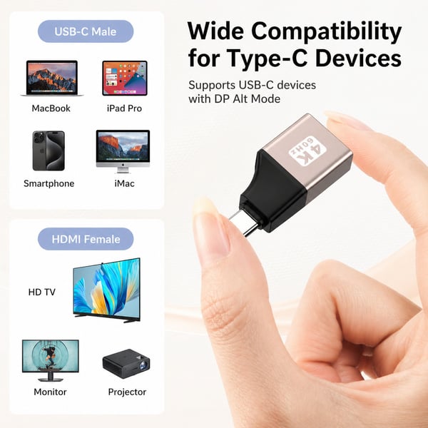 Type-C till HDMI-adapter: Högupplöst skärmanslutning