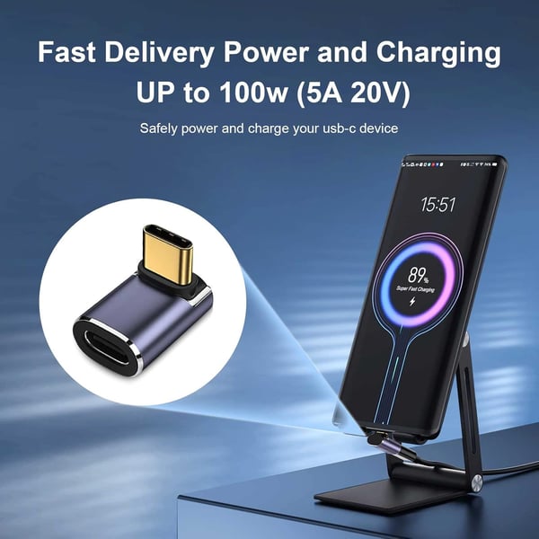 Type-C hann til hunn adapter 2-pakning - 100W, 20Gbps, 4K60Hz