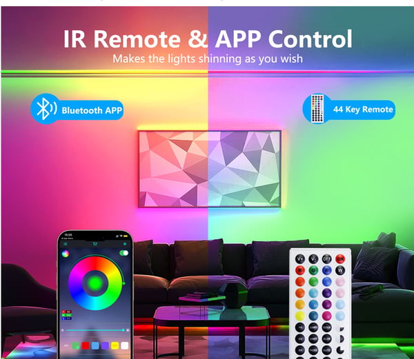 Smarte LED-stripelys 15M med WiFi-kontroller og APP