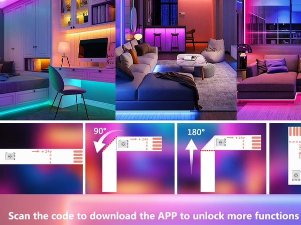 Smarte LED-stripelys 15M med WiFi-kontroller og APP