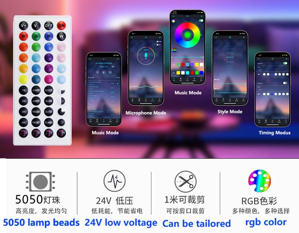 20M LED Stripelyssett med Bluetooth-appkontroll