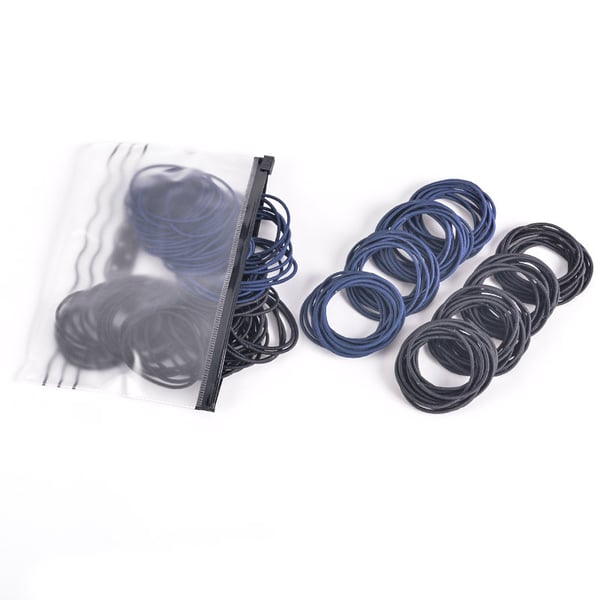 Fargerike hårstrikker 100 stk Myke stoffhårstrikker Black+Blue