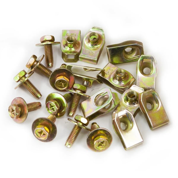 U-formet metallklips sett med 20 stk, kompatibelt med M6 bolter for bilmotorbeskyttelse og støtfangerfeste 20-pack