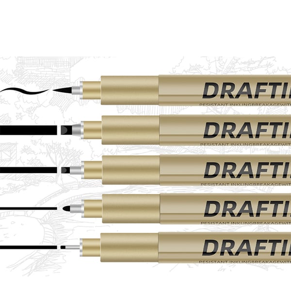 Tarkka Fineliner-kynäsetti mustat piirustuskynät 6-piece