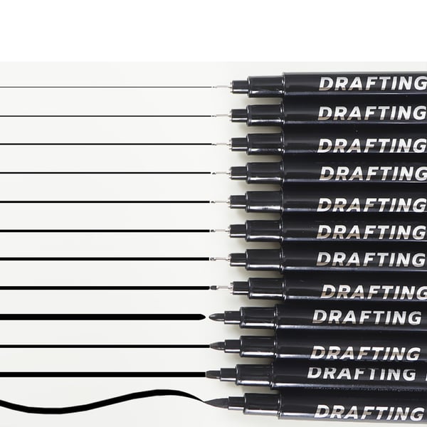 Precision Fineliner -kynäsarja - 9 mustaa kynää piirtämiseen