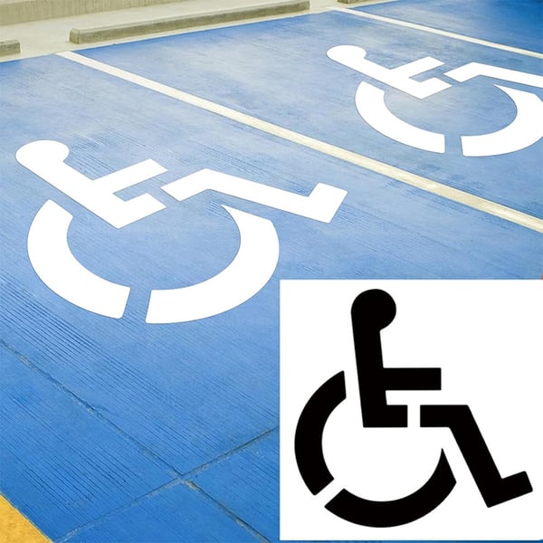 Återanvändbar Rullstolssymbol Schablon för Tillgänglig Parkering