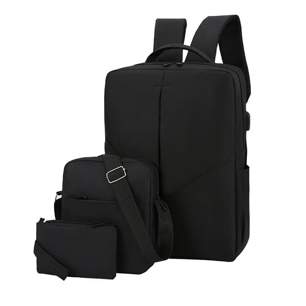 Stilren Nylon Ryggsäcksset - Perfekt för Företag & Skola Black