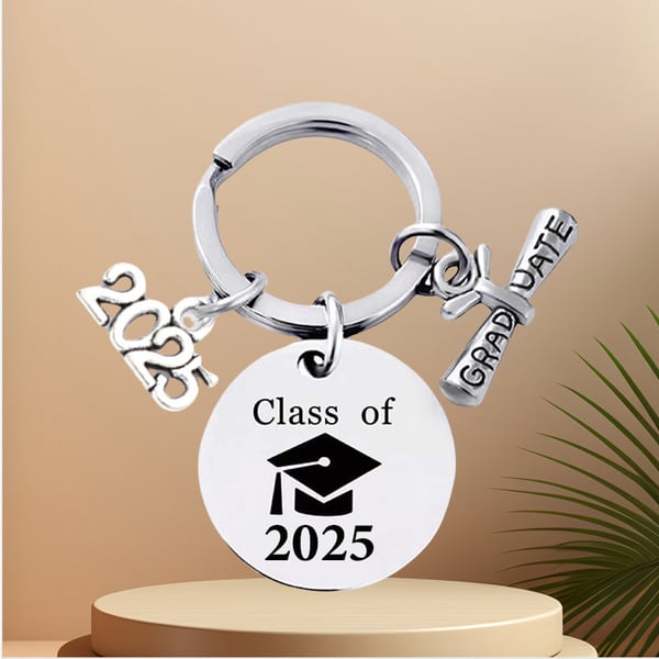 Class of 2025 Keychain - Stainless Steel Graduation Gift