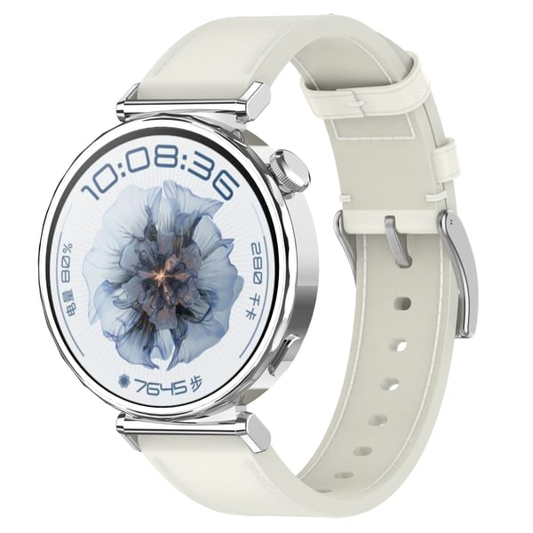 Premium læderrem til Huawei & Honor ure White 18 mm