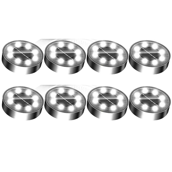8 kpl ruostumattomasta teräksestä valmistettuja maavalaisimia ulkokäyttöön Silver