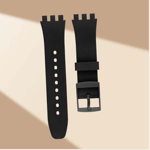 Premium Silikon Swatch Klokkerem Erstatning Black 16 mm